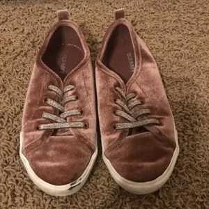 Velvet slip on sneaks